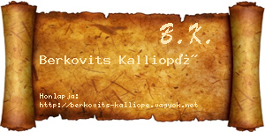 Berkovits Kalliopé névjegykártya